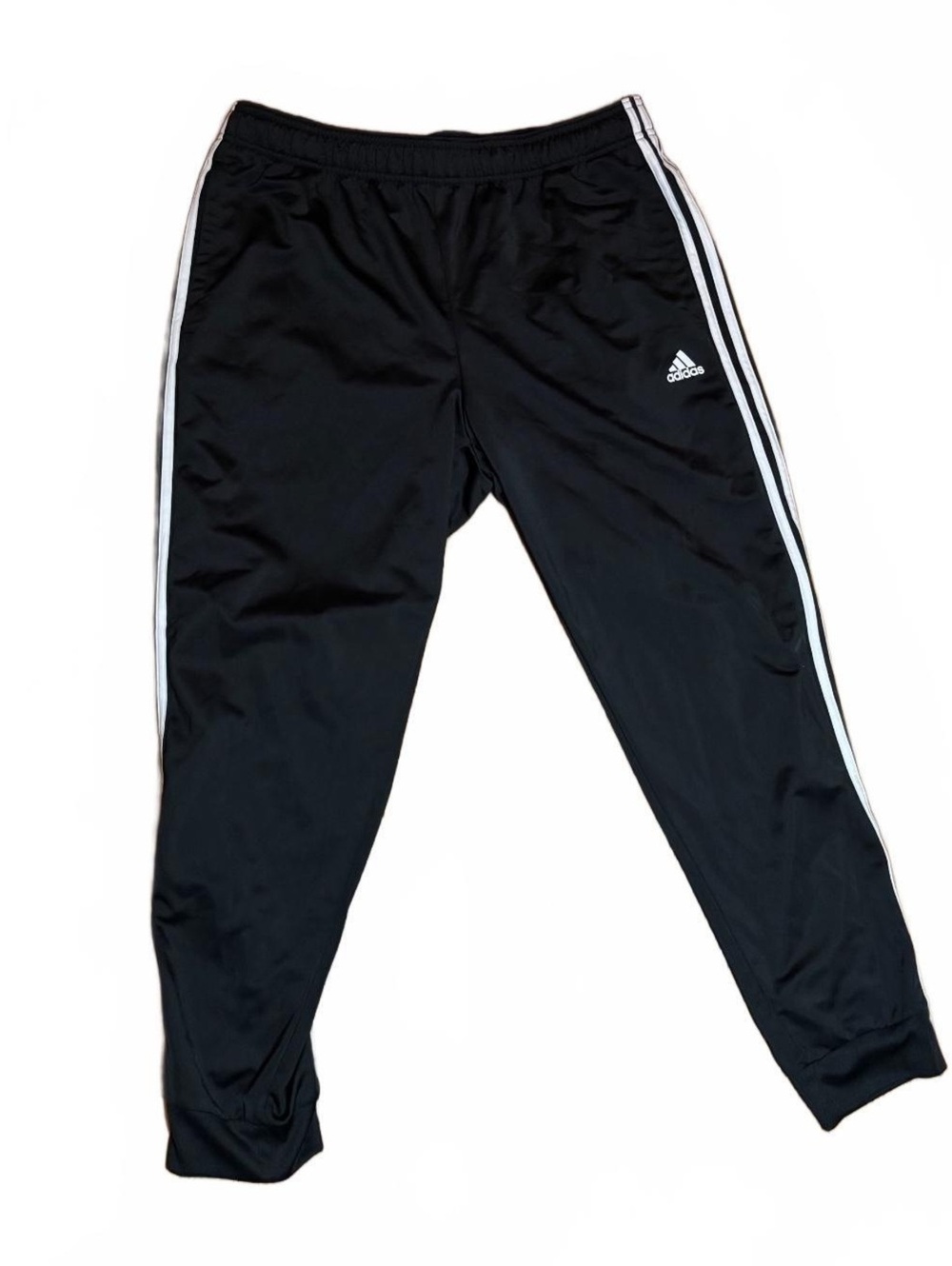 Adidas Black Track Pants With White Stripes